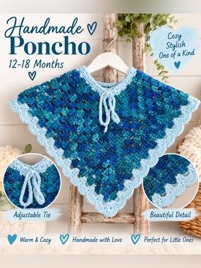 New hand crafted poncho 12-18 months